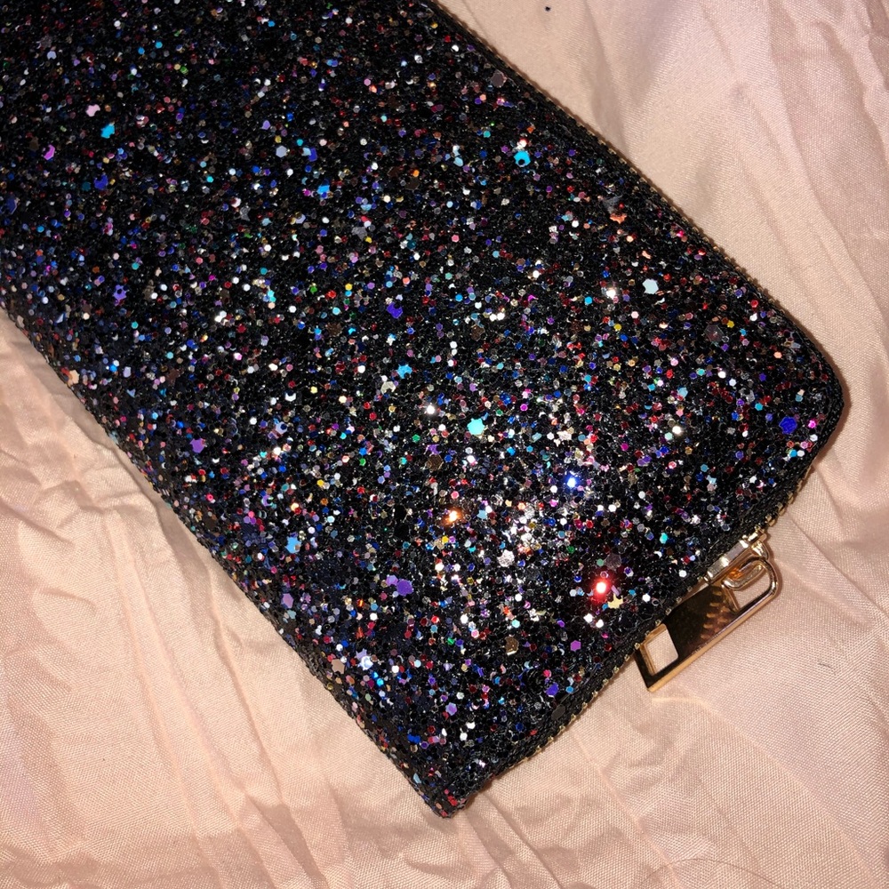 Black glitter wallet/clutch
